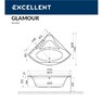 Комплект 2 в 1 - Ванна EXCELLENT Glamour 150x150 (Универсальная), каркас для ванны (MR-02)